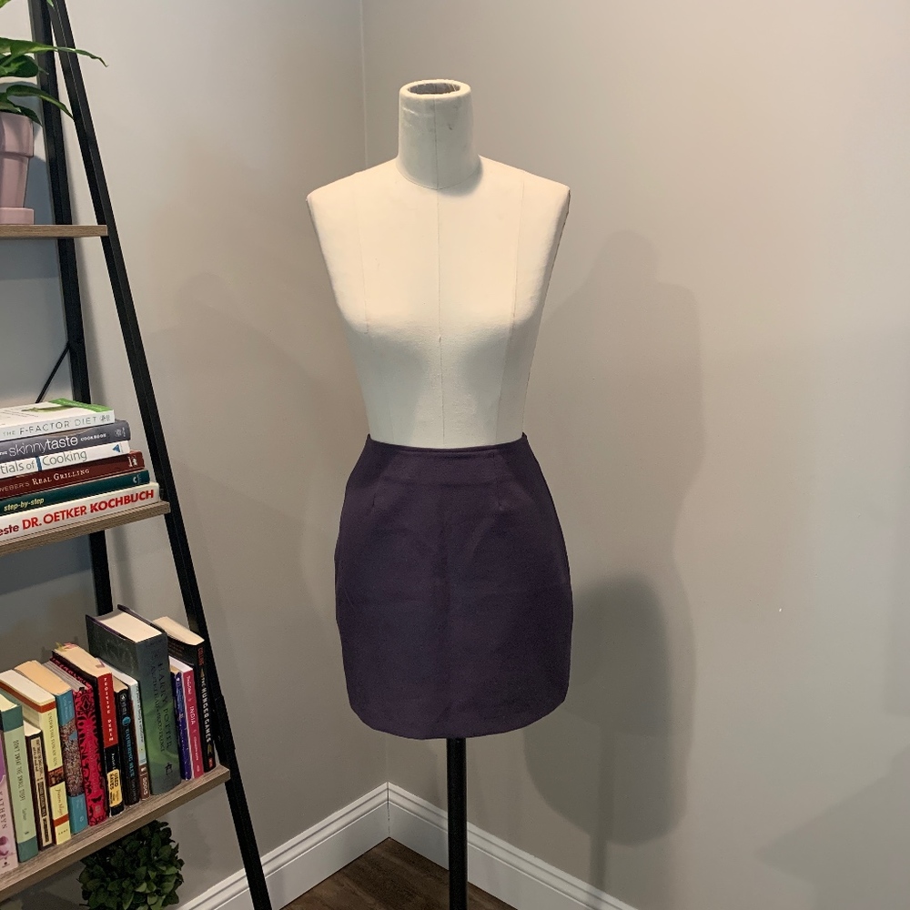 Dark Purple Stretch Crepe Pencil Skirt